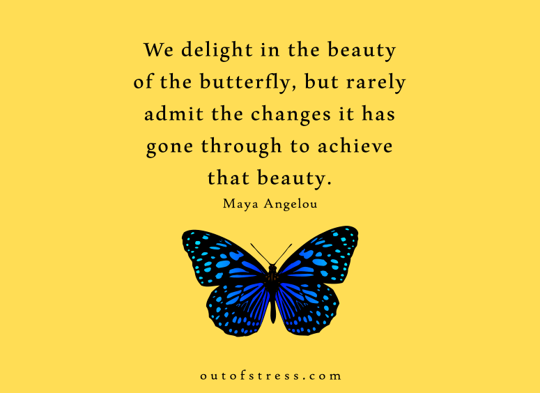 We delight in the beauty of the butterfly, but rarely admit the changes it has gone through to achieve that beauty.