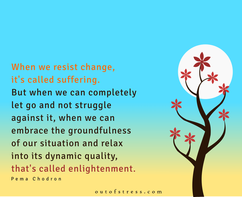 When we resist change, it’s called suffering, but when we wmbrace it's dynamic quality, that's called enlightenment. - Pema Chodron.