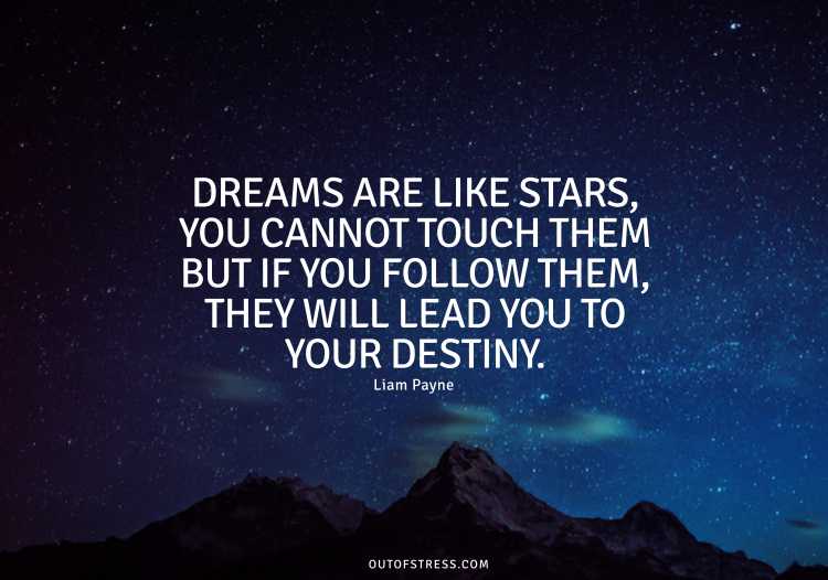 Dreams are like stars. you may never touch them, but if you follow them, they will lead you to your destiny.