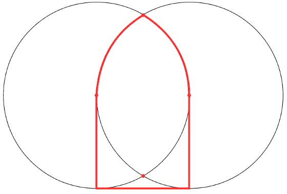 Gothic pointed arch inside Vesica Piscis