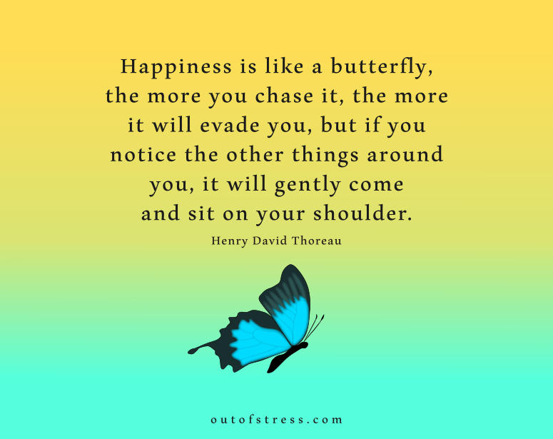 Happiness is like a butterfly, the more you chase it, the more it will evade you - Henry David Thoreau.