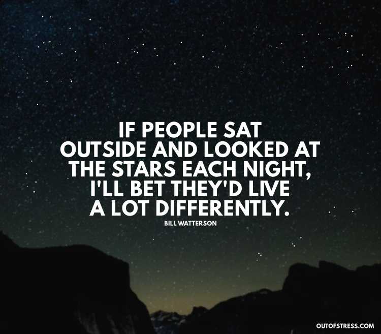 If people sat outside and looked at the stars each night, I'll bet they'd live a lot differently.