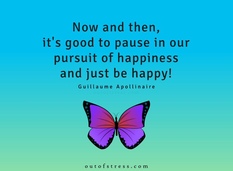 Now and then it's good to pause in our pursuit of happiness and just be happy. - Guillaume Apollinaire
