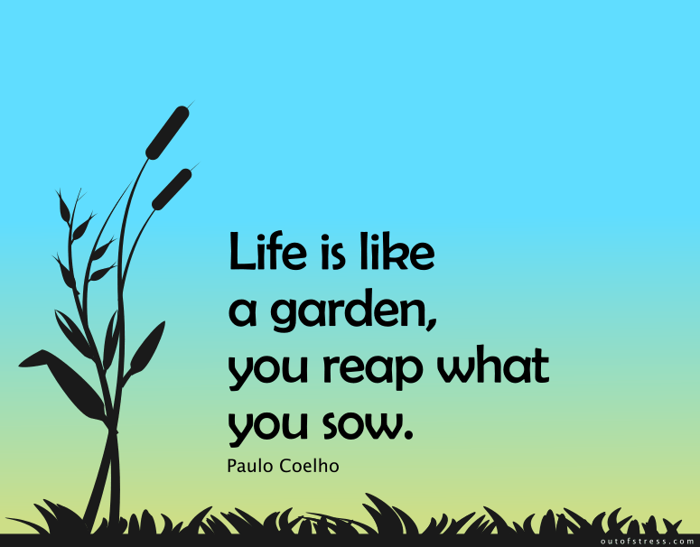 Life is like a garden, you reap what you sow.