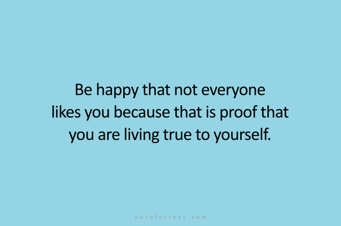 Be happy that not everyone likes you because that is proof that you are living true to yourself.