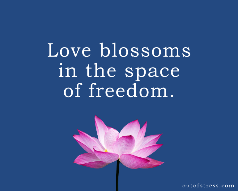 Love blossoms in freedom quote.