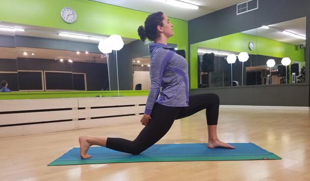  Low lunge with heart opener yoga pose - Anjaneyasana variation