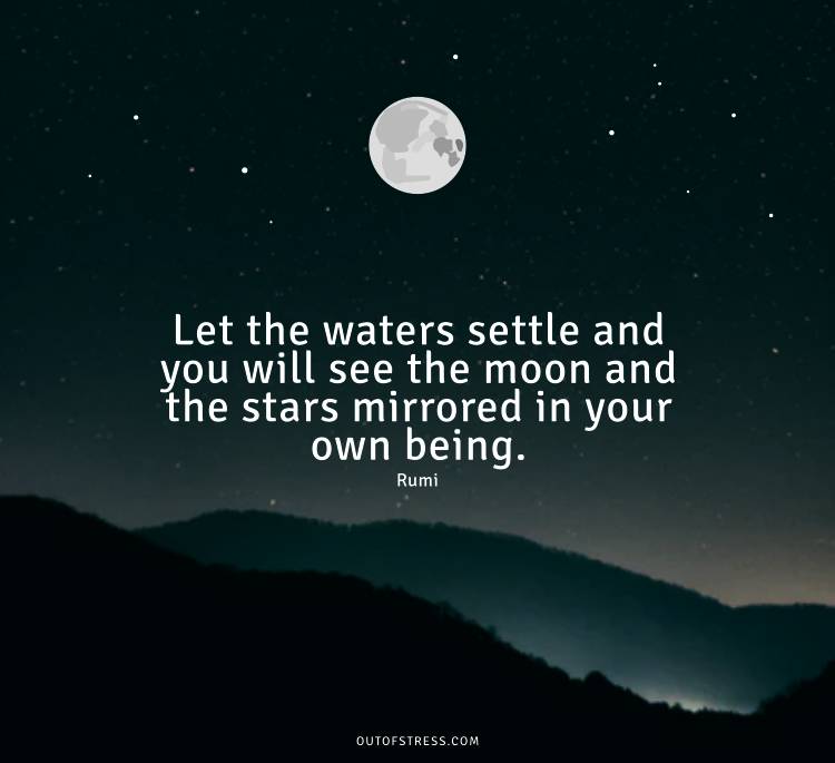 Let the waters settle and you will see the moon and the stars mirrored in your own being.