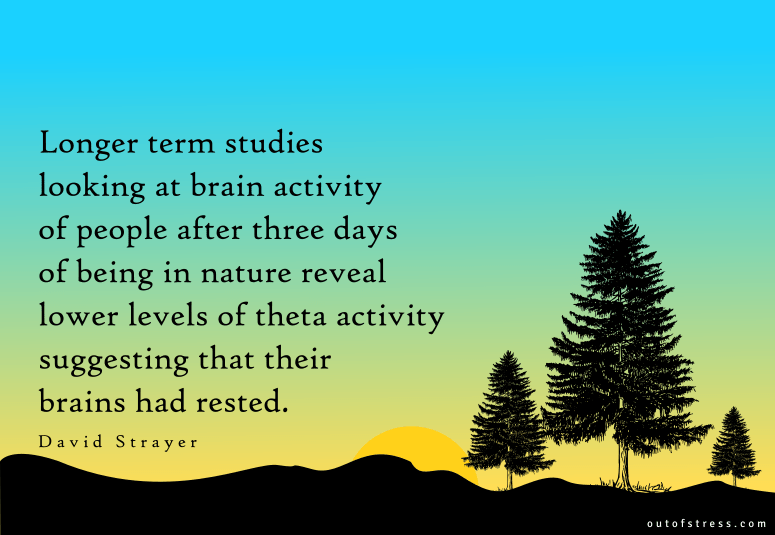 Nature lowers brain theta activity
