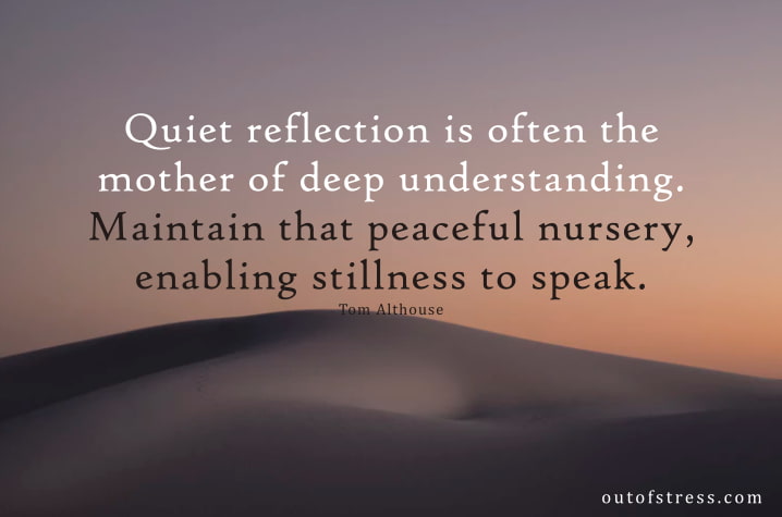 Quiet reflection is often the mother of deep understanding. - Tom Althouse.