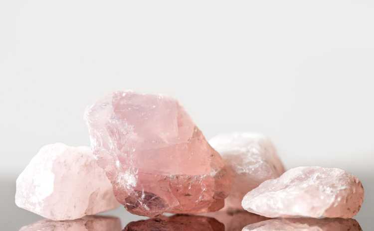 Rose quartz crystals