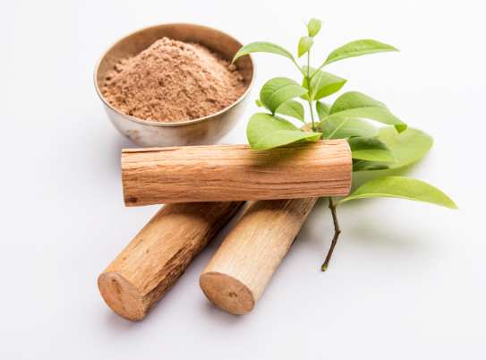 Sandalwood leaves, powder and sticks