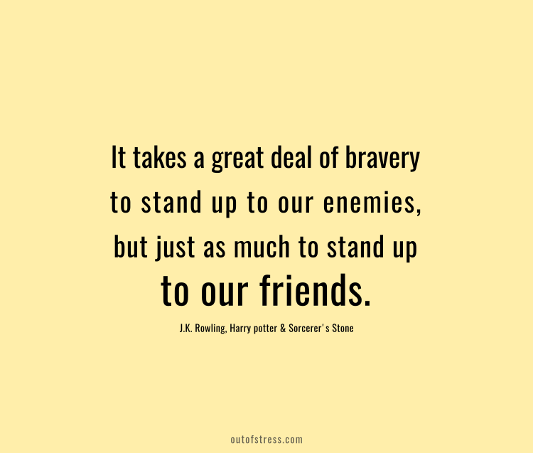 It takes a great deal of bravery to stand up to our enemies, but just as much to stand up to our friends.