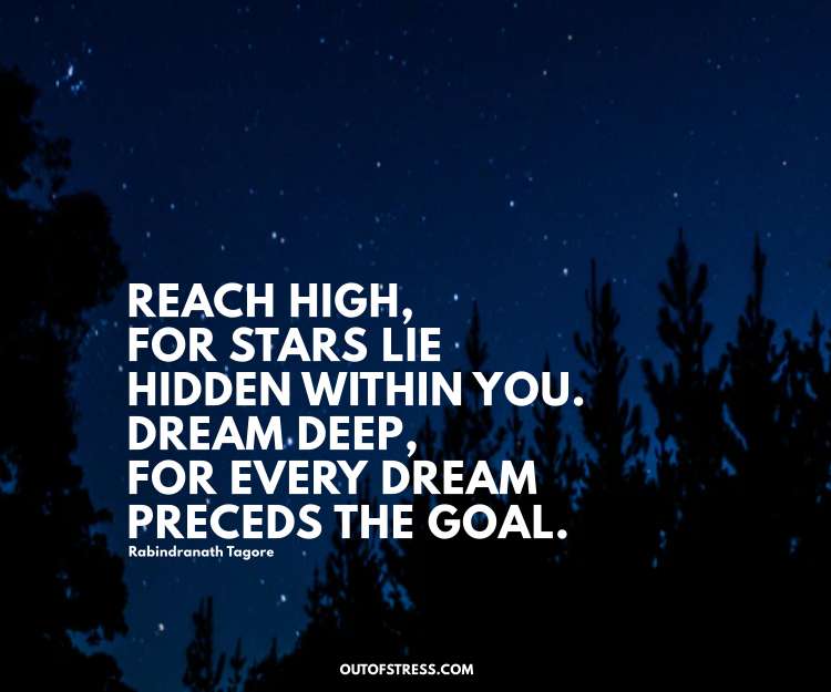 Reach high, for stars lie hidden in you. Dream deep, for every dream precedes the goal.