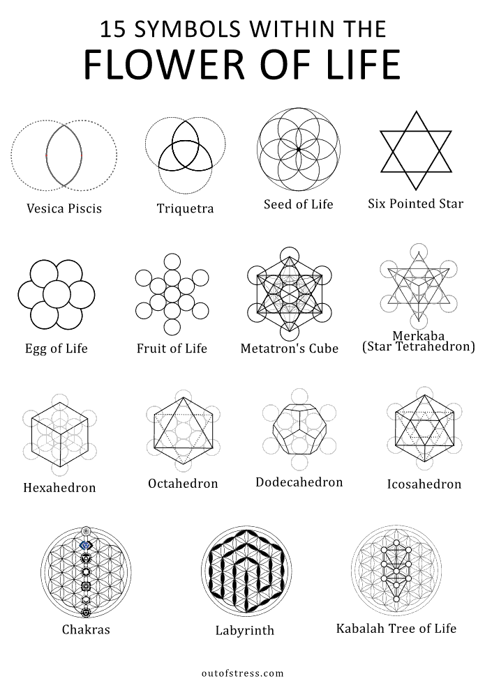 Symbols within the Flower of Life