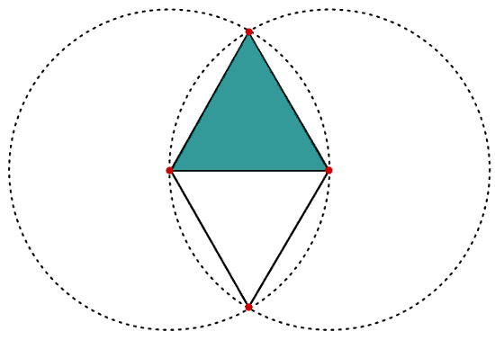 Equilateral triangle inside Vesica Piscis