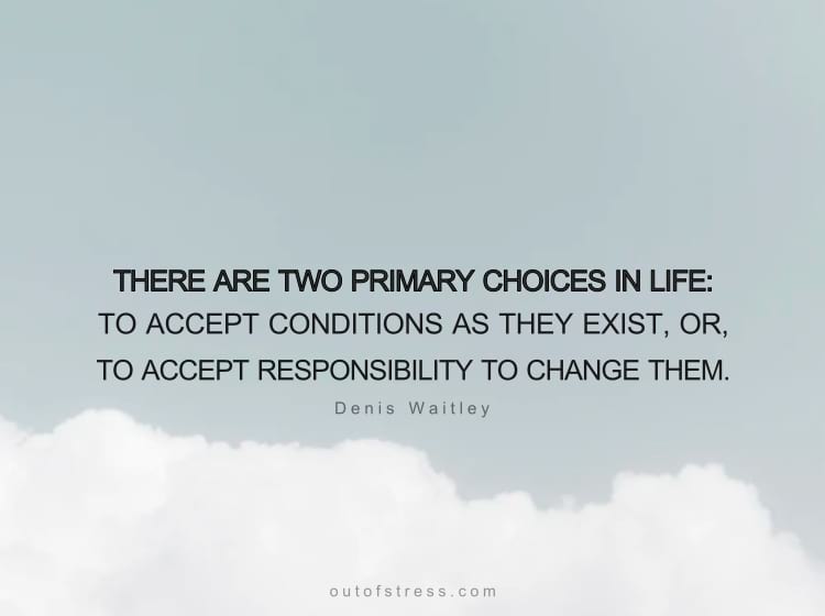 Ci sono due scelte primarie nella vita: accettare le condizioni così come esistono o accettare la responsabilità di cambiarle. - Denis Waitley.