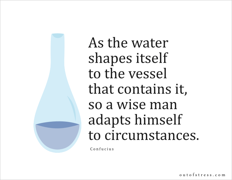 As the water shapes itself to the vessel that contains it, so a wise man adapts himself to circumstances.