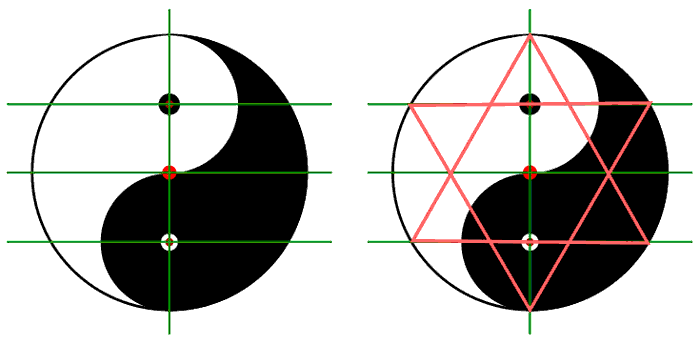 Six-Pointed star within the Yin Yang